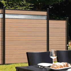 WPC System Steckzaun Anthrazit/Mandel mit Dekorprofil Gamma